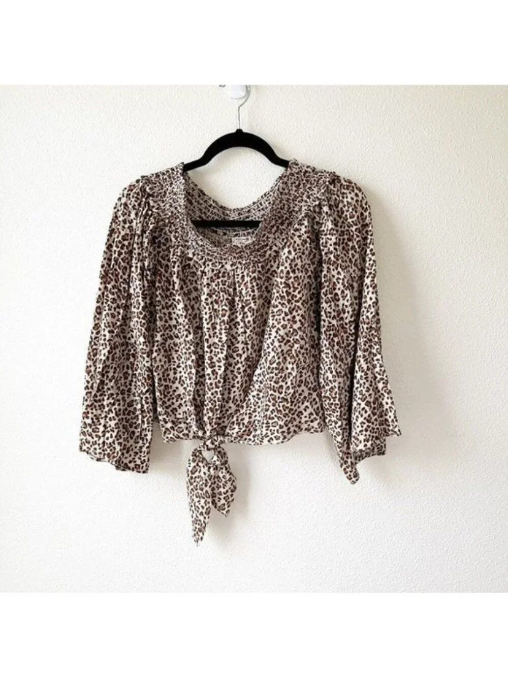 Free People Movement Beige Smocked Off The Shoulder Top M